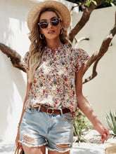 Load image into Gallery viewer, Floral Notched Cap Sleeve Blouse
