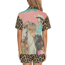 Load image into Gallery viewer, Baha Ranch Retro Pop Western Leopard Cowgirl Pajama Set
