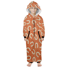 Load image into Gallery viewer, Rodeo Horseshoe Big Kid Onesie Hooded Pajamas
