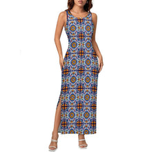 Load image into Gallery viewer, Colores de Mexico Talavera Sleeveless Bodycon Side Slit Long Dress
