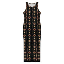 Load image into Gallery viewer, Black and Tan Aztec Sleeveless Bodycon Side Slit Maxi Dress
