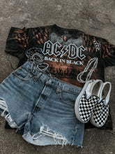 Load image into Gallery viewer, Handmade by me. Upcycled AC/DC Back in Black Bleached Patchwork Tee (One of a Kind)
