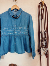 Load image into Gallery viewer, The Loopty Lou Long Sleeve Denim Top-L/XL
