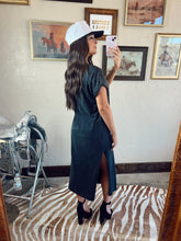 Load image into Gallery viewer, The Western Boot Stitch T-Shirt Dress in Brown
