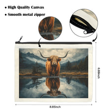 Load image into Gallery viewer, Baha Ranch Reflection Highland Cow Cosmetic Bag Made in America
