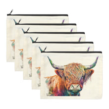 Load image into Gallery viewer, Watercolor Highland Cosmetic Bag Pack of 5 Made in America
