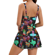 Load image into Gallery viewer, Vegas Neon Skirted Swimsuit
