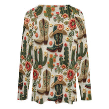 Load image into Gallery viewer, Baha Ranch Western Cactus Print Long Sleeve Top
