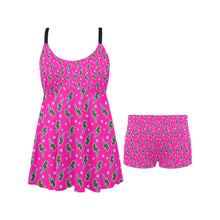 Load image into Gallery viewer, Pink Lightning Bolt Swim Dress &amp; Shorts Set
