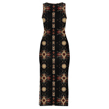 Load image into Gallery viewer, Black and Tan Aztec Bodycon Side Slit Western Maxi Dress
