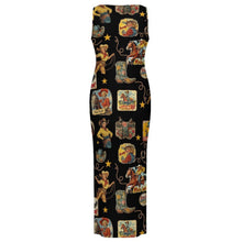 Load image into Gallery viewer, Vintage Cowgirl Collage Bodycon Side Slit Maxi Dress
