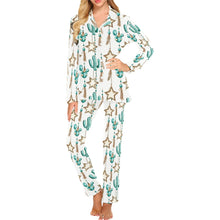 Load image into Gallery viewer, Turquoise Christmas Cactus Women&#39;s Western Pajamas
