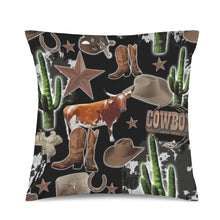 Load image into Gallery viewer, Baha Ranch Cowboy Collage Velvety Soft Throw Pillow Case Made in America
