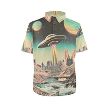 Load image into Gallery viewer, Baha Ranch Retro Pop Western Space Cowboy Polo Shirt
