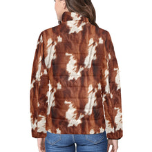 Load image into Gallery viewer, Brown Cow Print Women&#39;s Puffy Bomber Jacket
