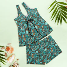 Load image into Gallery viewer, All Turquoise Tankini &amp; Boy Shorts Swim Set
