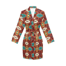 Load image into Gallery viewer, Old Aztec Women's Long Sleeve Belted Satin Feel Dressing Lounge Robe
