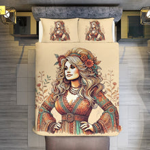 Load image into Gallery viewer, Boho Dolly Guitar Design 3-Piece Bedding Set (1 Duvet Cover + 2 Pillow Shams) – 102"×90"
