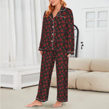 Load image into Gallery viewer, Colores De Mexico Red Roses Satin Pajama Set
