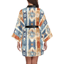 Load image into Gallery viewer, Blue Aztec Women's Lounge Kimono Robe
