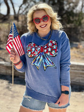 Load image into Gallery viewer, Callie Ann Stelter Patriotic Bow Poncho Sweatshirt
