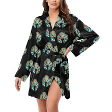 Load image into Gallery viewer, Turquoise Naja Women's Long Sleeve Belted Satin Feel Dressing Lounge Robe
