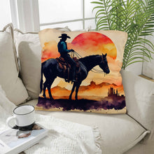 Load image into Gallery viewer, Watercolor Desert Cowboy Throw Pillow Case Made in America
