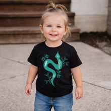 Load image into Gallery viewer, Turquoise Western Snake Graphic Shirt on Gildan Softstyle Black Shirt – Graphic Tee, Long Sleeve &amp; Crewneck.
