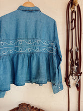 Load image into Gallery viewer, The Loopty Lou Long Sleeve Denim Top-L/XL
