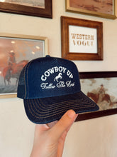Load image into Gallery viewer, The Denim Follow The Lord Baseball Cap
