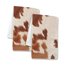 Load image into Gallery viewer, Cow Print Set of 2 Dish Towels made in America Kitchen Towels
