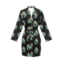 Load image into Gallery viewer, Turquoise Naja Women's Long Sleeve Belted Satin Feel Dressing Lounge Robe
