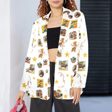 Load image into Gallery viewer, Vintage Cowgirl Collage Women's Western Blazer in White
