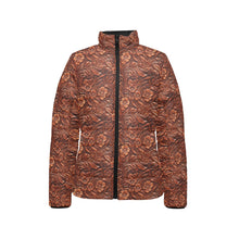 Load image into Gallery viewer, Tooled Leather Print Puffy Bomber Jacket
