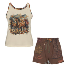 Load image into Gallery viewer, Baha Ranch Wild Horses Western Pajama Lounge Tank Shorts Set Made in America
