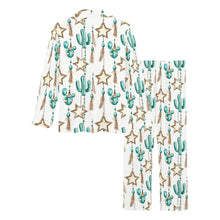Load image into Gallery viewer, Turquoise Christmas Cactus Women&#39;s Western Pajamas
