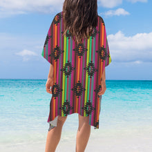 Load image into Gallery viewer, Neon Aztec Duster Kimono Coverup Women's Long Cover Up
