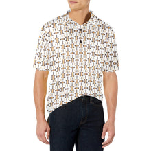 Load image into Gallery viewer, White Aztec Men&#39;s Polo Style Shirt

