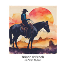 Load image into Gallery viewer, Baha Ranch Velvety Soft Watercolor Desert Cowboy Pillow Cover Made in America
