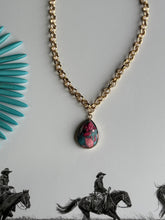 Load image into Gallery viewer, Pink Dahlia Teardrop Gold Chain Necklace
