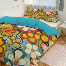 Load image into Gallery viewer, Groovy Floral Hippie Reversible 3-Piece Bedding Set (1 Duvet Cover + 2 Pillow Shams) – 102"×90"
