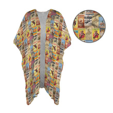 Load image into Gallery viewer, Vintage Rodeo Poster Duster Kimono Coverup Women's Long Cover Up
