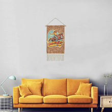 Load image into Gallery viewer, Saddle Up Western Wall Decor Linen Hanging Poster with Fringe Made in America
