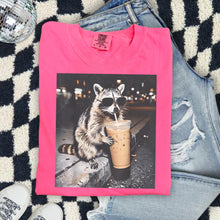 Load image into Gallery viewer, Raccoon With Coffee DTF Deal - Comfort Colors
