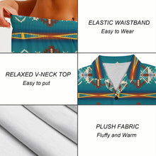 Load image into Gallery viewer, Baha Ranch Teal Aztec Women's Pajama Set Made in America
