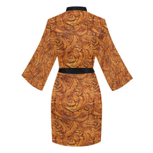 Load image into Gallery viewer, Tooled Leather Print Women&#39;s Lounge Kimono Robe
