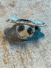 Load image into Gallery viewer, Turquoise &amp; Checkered 8 Ball Flower Statement Ring – Adjustable Western Ring
