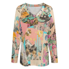 Load image into Gallery viewer, Baha Ranch Retro Pop Western Collage Long Sleeve Top
