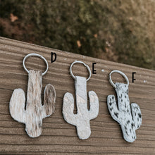 Load image into Gallery viewer, Double-Sided Genuine Hair-On-Hide Cactus Keychain – Speckled Cowhide
