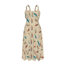 Load image into Gallery viewer, Baha Ranch Country Girl Feather Print High Waist Sun Dress
